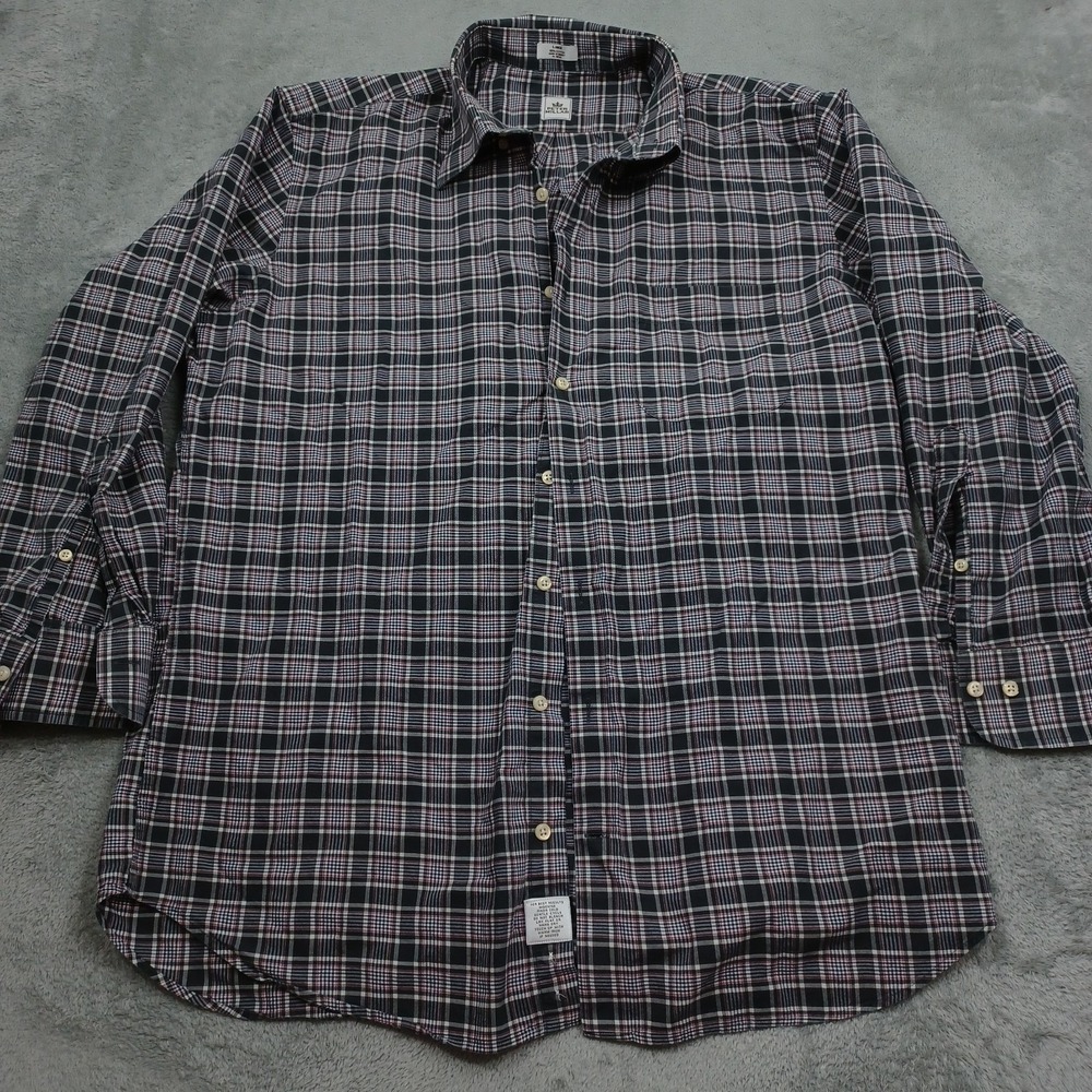 Peter Millar Shirt Mens Large Black Plaid Button Up Preppy Long Sleeve Classic